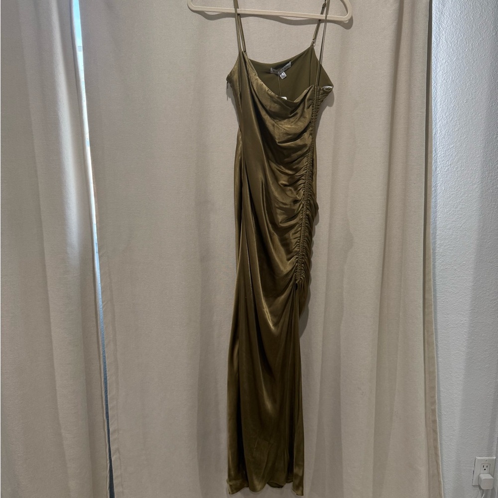 Shona Joy Green and Gold Slip Maxi Dress